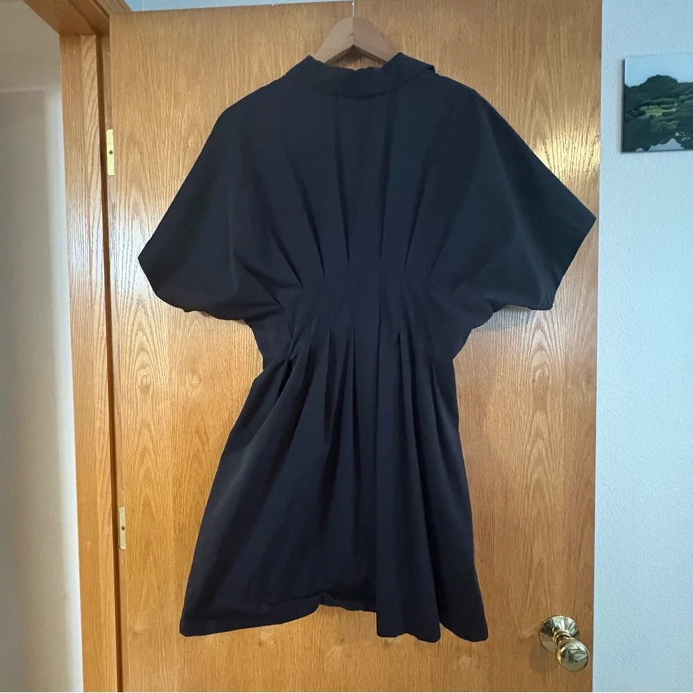 Anthropologie Exquise Tobie Mini Shirt Dress Black Pintuck Poplin XL - Picture 6 of 7
